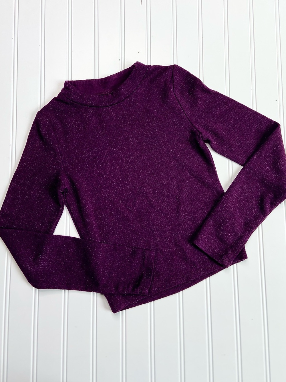 •Justice• plum sparkle mock neck top